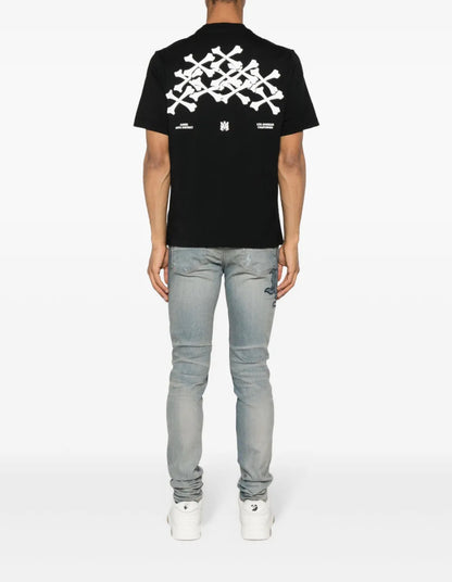 BONE STACKED COTTON T-SHIRT